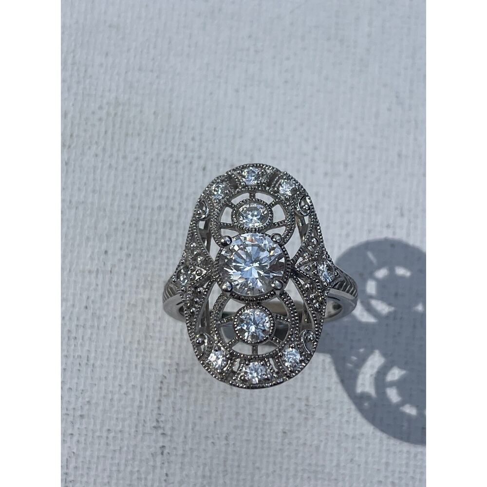 Vintage Sterling Silver Cubic Zirconia Ring - Size 9 - Picture 3 of 4
